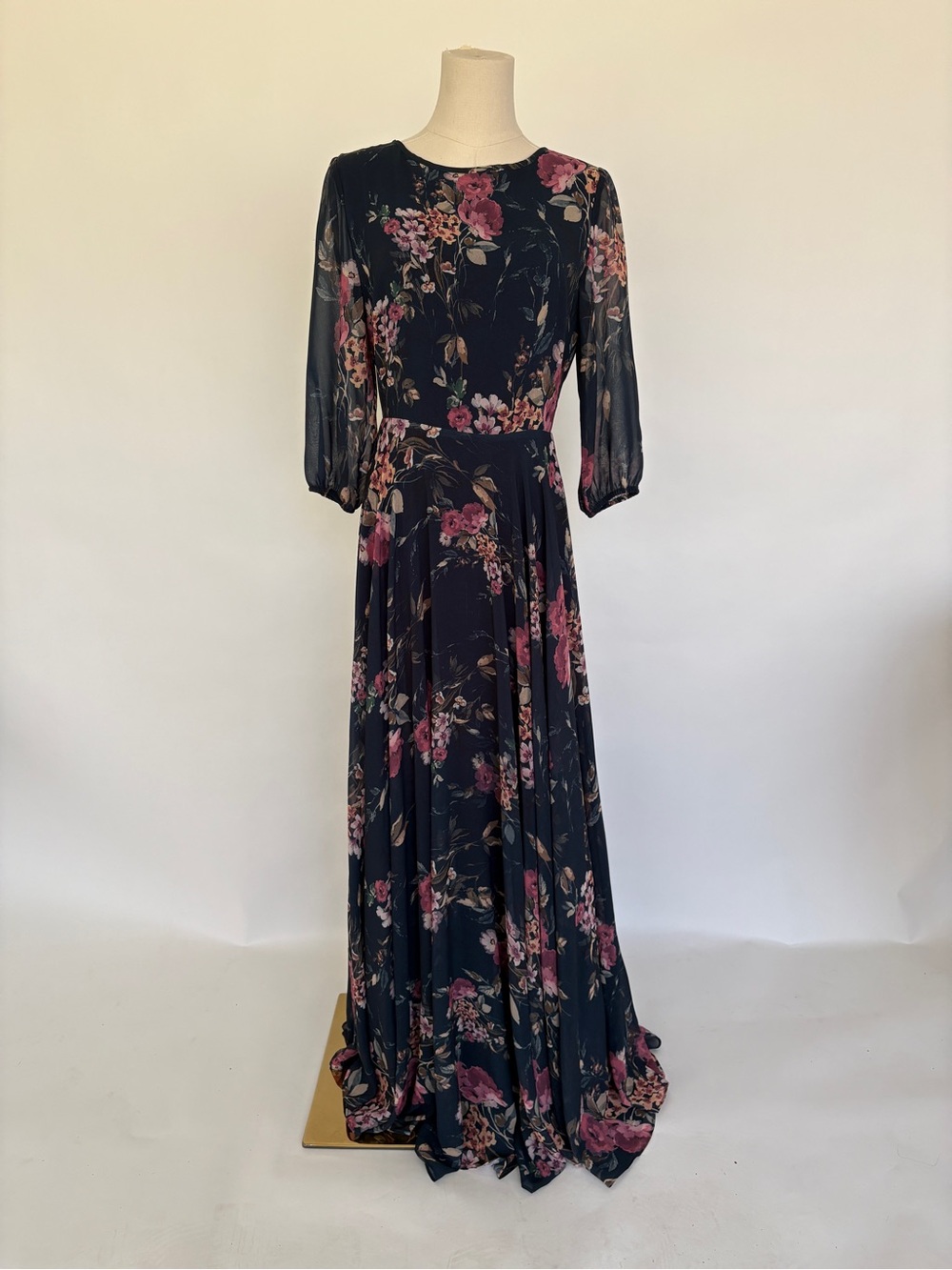 Flowy Floral Navy Maxi Dress